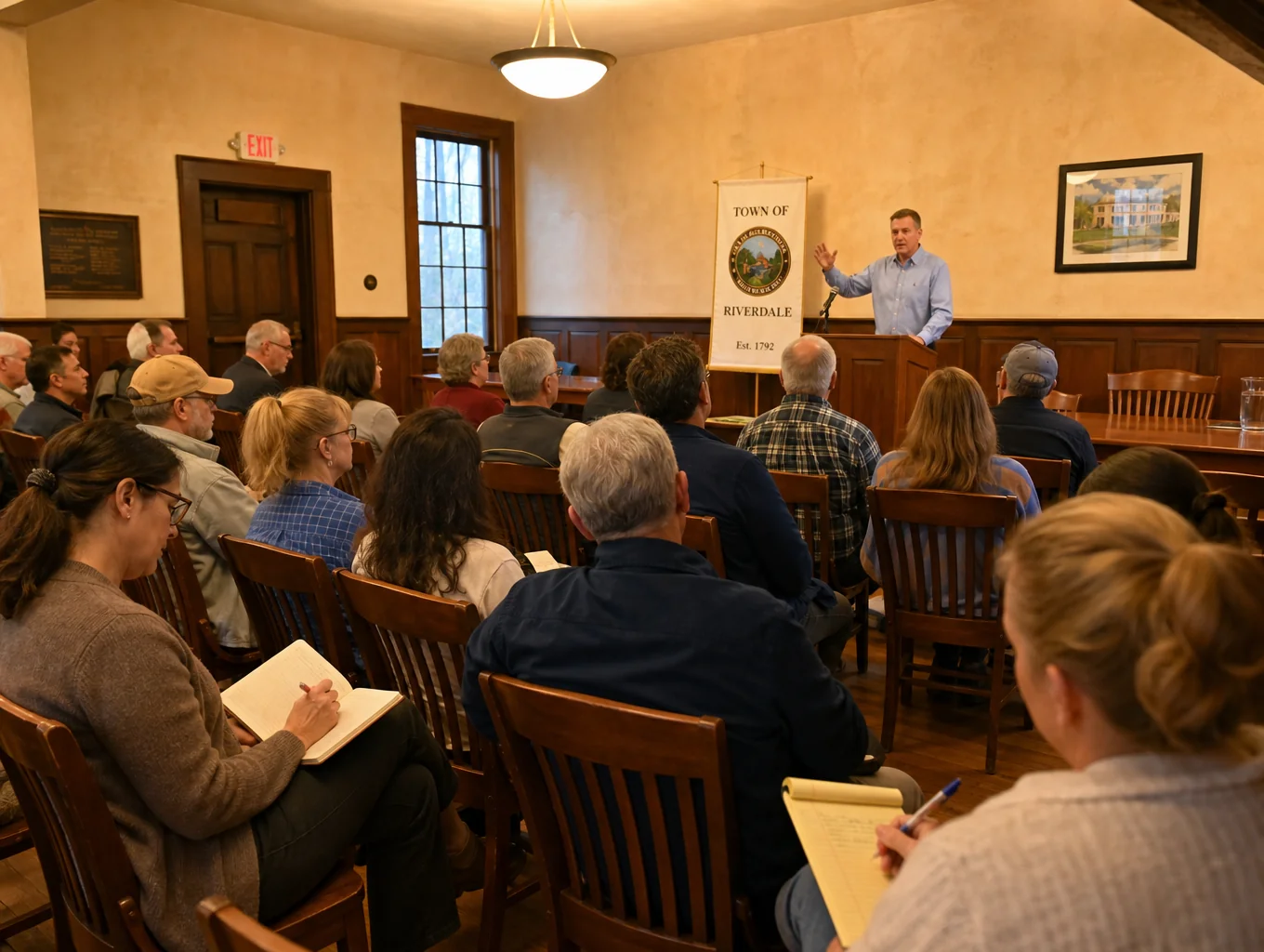 Candidate speaking at a local town hall meeting